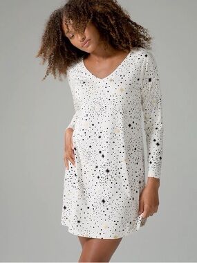 Soma Cool Nights Long Sleeve Nightgown, Stargazer Grand Medium Ivory Pajamas
